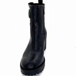 Animalier|Bottines<Minka Bottines Bikers à Talons Horace Cuir Snake Noir