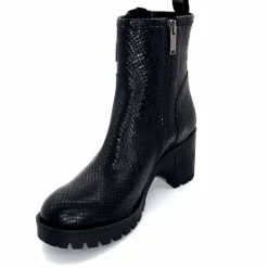 Animalier|Bottines<Minka Bottines Bikers à Talons Horace Cuir Snake Noir