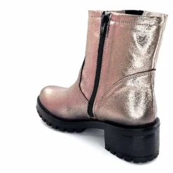 Rock|Bottines<follia dolce Bottines Bikers Ivoire Caici Cuir Métal Gris GrisMétal