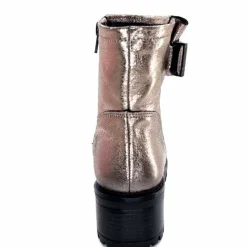 Rock|Bottines<follia dolce Bottines Bikers Ivoire Caici Cuir Métal Gris GrisMétal