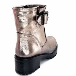 Rock|Bottines<follia dolce Bottines Bikers Ivoire Caici Cuir Métal Gris GrisMétal