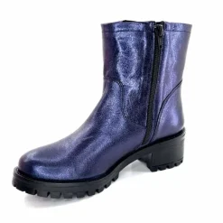 Rock|Bottines<follia dolce Bottines Bikers Ivoire Caici Cuir Bleu Nuit Marine