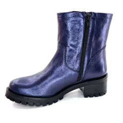 Rock|Bottines<follia dolce Bottines Bikers Ivoire Caici Cuir Bleu Nuit Marine