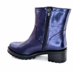 Rock|Bottines<follia dolce Bottines Bikers Ivoire Caici Cuir Bleu Nuit Marine