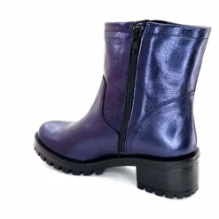 Rock|Bottines<follia dolce Bottines Bikers Ivoire Caici Cuir Bleu Nuit Marine