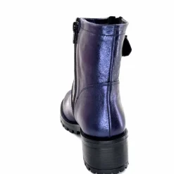 Rock|Bottines<follia dolce Bottines Bikers Ivoire Caici Cuir Bleu Nuit Marine