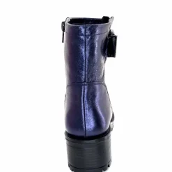 Rock|Bottines<follia dolce Bottines Bikers Ivoire Caici Cuir Bleu Nuit Marine
