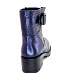 Rock|Bottines<follia dolce Bottines Bikers Ivoire Caici Cuir Bleu Nuit Marine