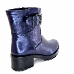 Rock|Bottines<follia dolce Bottines Bikers Ivoire Caici Cuir Bleu Nuit Marine
