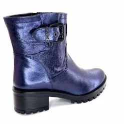 Rock|Bottines<follia dolce Bottines Bikers Ivoire Caici Cuir Bleu Nuit Marine