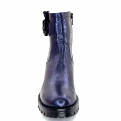 Rock|Bottines<follia dolce Bottines Bikers Ivoire Caici Cuir Bleu Nuit Marine