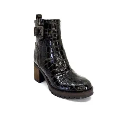 Rock|Bottines<Minka Bottines Bikers Fleur Cuir Coco Meg Marron