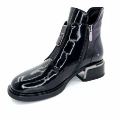 Basic<Elue Par Nous Bottines Sanchez Cuir Vernis Noir