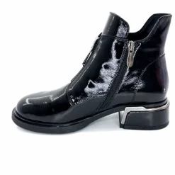 Basic<Elue Par Nous Bottines Sanchez Cuir Vernis Noir