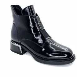 Basic<Elue Par Nous Bottines Sanchez Cuir Vernis Noir