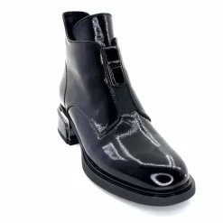 Basic<Elue Par Nous Bottines Sanchez Cuir Vernis Noir