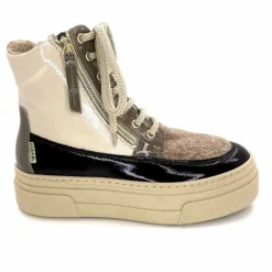 Fourrure|Compensées & Plateformes<Elena Bottines Fourrées 20339 Gill Cuir Crème Marron Gris BlancGrisClairMarron