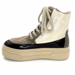 Fourrure|Compensées & Plateformes<Elena Bottines Fourrées 20339 Gill Cuir Crème Marron Gris BlancGrisClairMarron