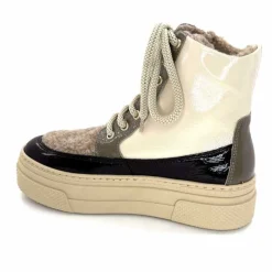 Fourrure|Compensées & Plateformes<Elena Bottines Fourrées 20339 Gill Cuir Crème Marron Gris BlancGrisClairMarron