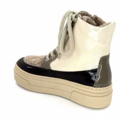 Fourrure|Compensées & Plateformes<Elena Bottines Fourrées 20339 Gill Cuir Crème Marron Gris BlancGrisClairMarron