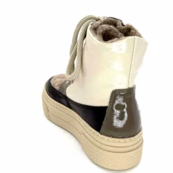 Fourrure|Compensées & Plateformes<Elena Bottines Fourrées 20339 Gill Cuir Crème Marron Gris BlancGrisClairMarron