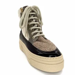 Fourrure|Compensées & Plateformes<Elena Bottines Fourrées 20339 Gill Cuir Crème Marron Gris BlancGrisClairMarron