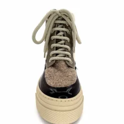 Fourrure|Compensées & Plateformes<Elena Bottines Fourrées 20339 Gill Cuir Crème Marron Gris BlancGrisClairMarron