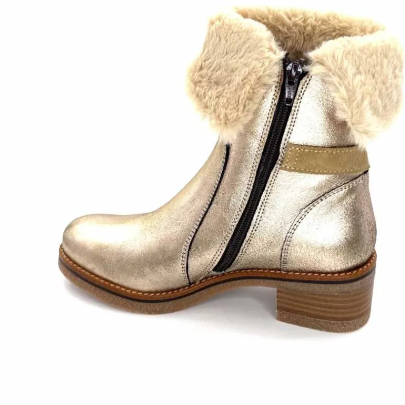 Fourrure|Elégant<MKD Bottines Fourrées Jessy Cuir Gold Or