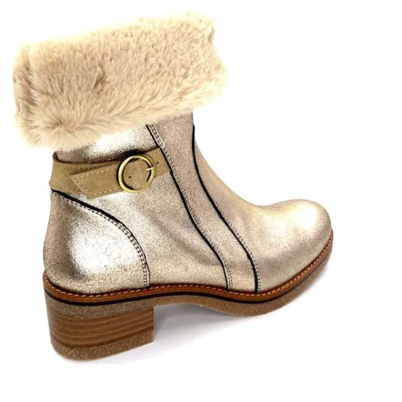 Fourrure|Elégant<MKD Bottines Fourrées Jessy Cuir Gold Or