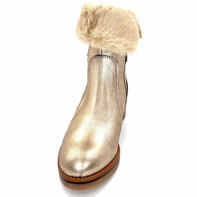 Fourrure|Elégant<MKD Bottines Fourrées Jessy Cuir Gold Or