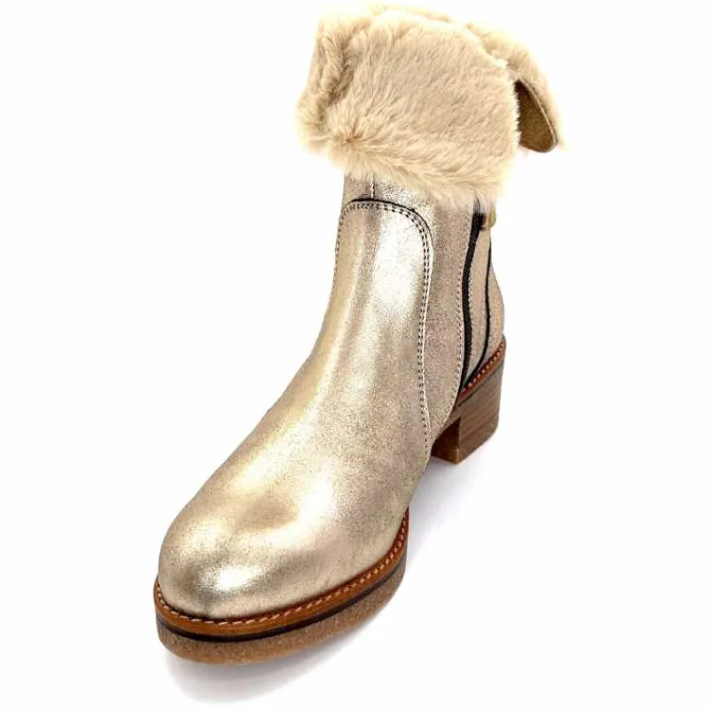 Fourrure|Elégant<MKD Bottines Fourrées Jessy Cuir Gold Or