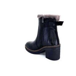 Neige|Fourrure<Ivoire-354 Bottines Fourrées Mouton Ivoire 109381 Cuir Noir