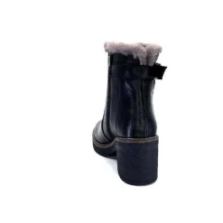 Neige|Fourrure<Ivoire-354 Bottines Fourrées Mouton Ivoire 109381 Cuir Noir