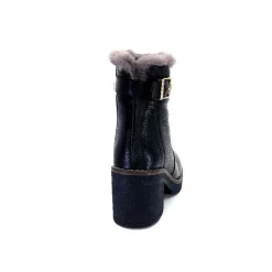 Neige|Fourrure<Ivoire-354 Bottines Fourrées Mouton Ivoire 109381 Cuir Noir