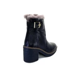 Neige|Fourrure<Ivoire-354 Bottines Fourrées Mouton Ivoire 109381 Cuir Noir