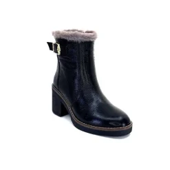 Neige|Fourrure<Ivoire-354 Bottines Fourrées Mouton Ivoire 109381 Cuir Noir