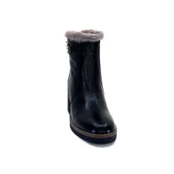 Neige|Fourrure<Ivoire-354 Bottines Fourrées Mouton Ivoire 109381 Cuir Noir