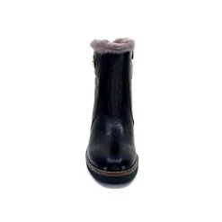 Neige|Fourrure<Ivoire-354 Bottines Fourrées Mouton Ivoire 109381 Cuir Noir