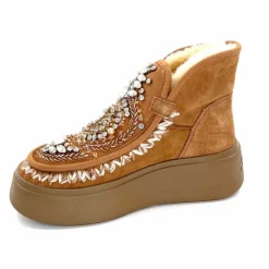 Compensées & Plateformes|Fourrure<nanku srls Bottines Fourrées Nan-Ku Dfh - 08 Daim Camel Marron