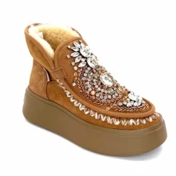 Compensées & Plateformes|Fourrure<nanku srls Bottines Fourrées Nan-Ku Dfh - 08 Daim Camel Marron