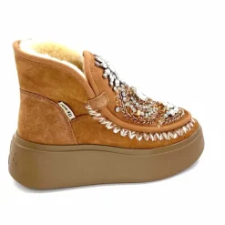 Compensées & Plateformes|Fourrure<nanku srls Bottines Fourrées Nan-Ku Dfh - 08 Daim Camel Marron