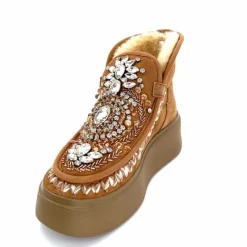 Compensées & Plateformes|Fourrure<nanku srls Bottines Fourrées Nan-Ku Dfh - 08 Daim Camel Marron