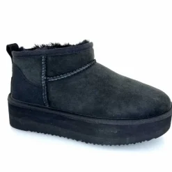 Montagne|Fourrées<sweet heritage Bottines Fourrées Patineuse Daim Noir