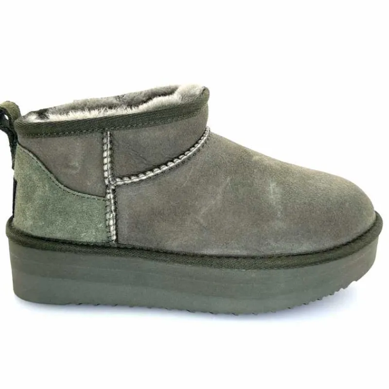 Montagne|Fourrure<sweet heritage Bottines Fourrées Patineuse Daim Vert