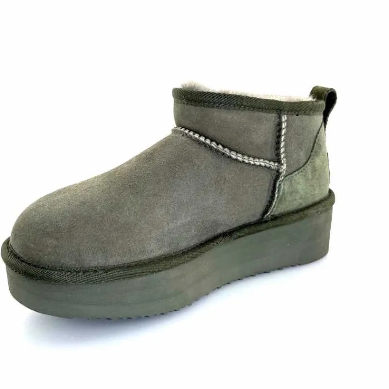 Montagne|Fourrure<sweet heritage Bottines Fourrées Patineuse Daim Vert