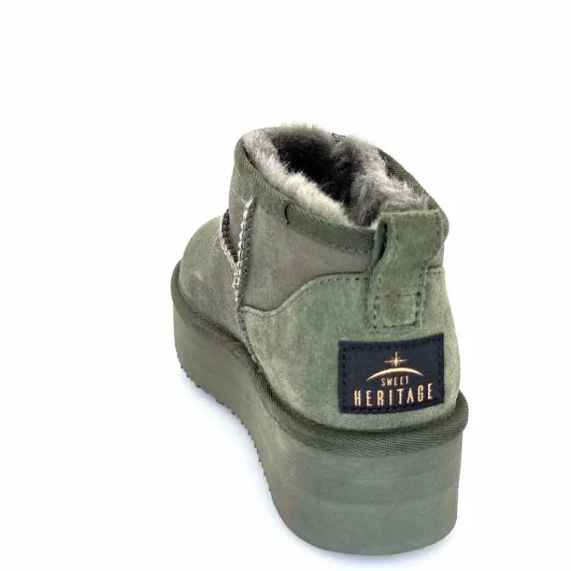 Montagne|Fourrure<sweet heritage Bottines Fourrées Patineuse Daim Vert