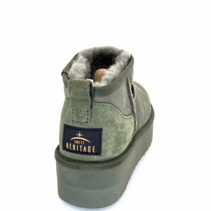 Montagne|Fourrure<sweet heritage Bottines Fourrées Patineuse Daim Vert