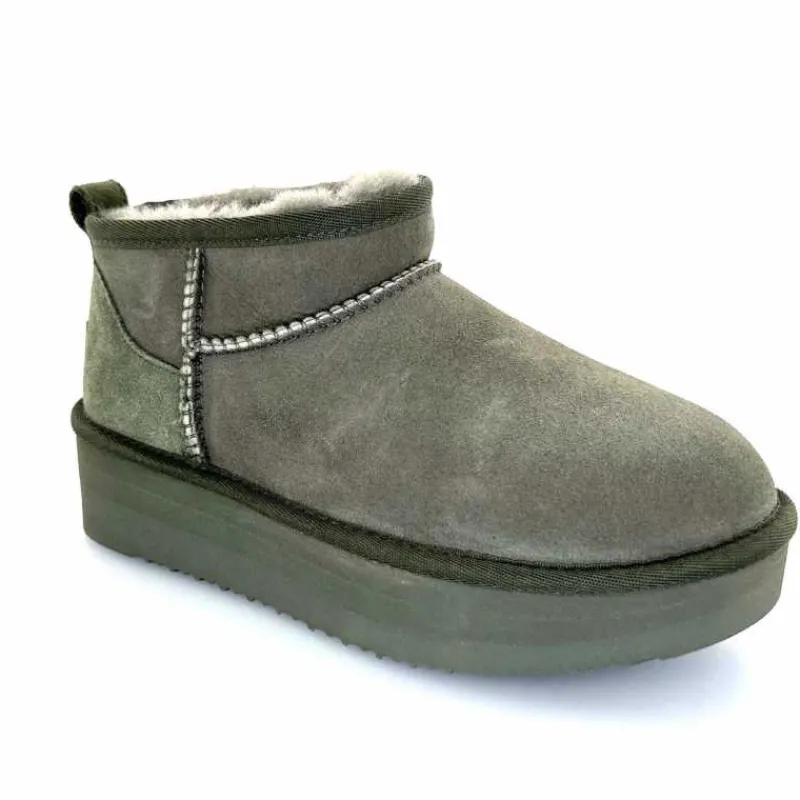 Montagne|Fourrure<sweet heritage Bottines Fourrées Patineuse Daim Vert