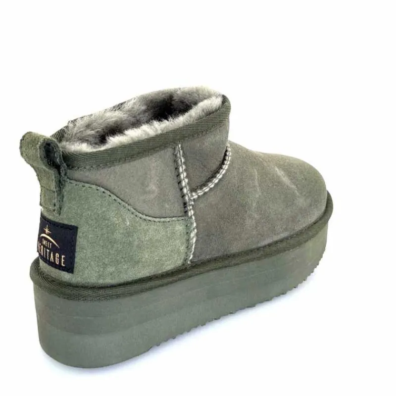 Montagne|Fourrure<sweet heritage Bottines Fourrées Patineuse Daim Vert