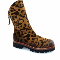 Rock|Animalier<Ivoire0156 Bottines Ivoire 3270 Carrie Daim Imprimé Léo Marron